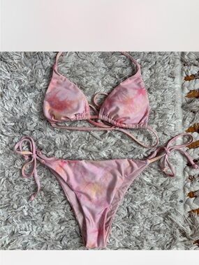 VYB Pink Tie-Dye String Bikini Top and Bottom